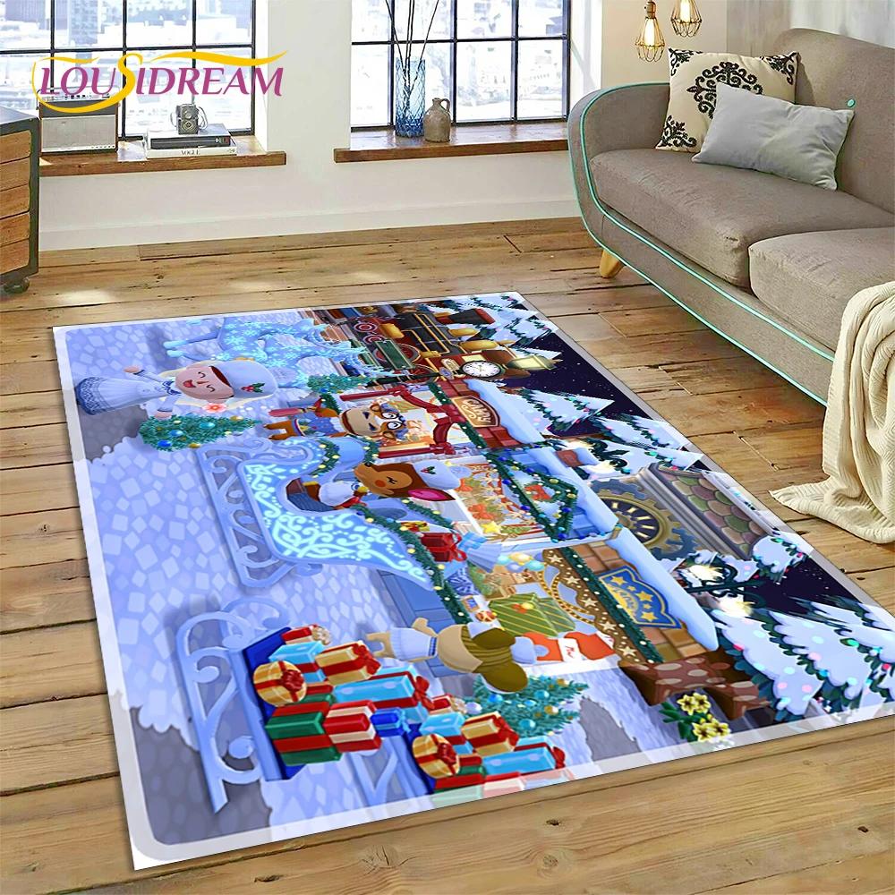 Niedlicher Animal Crossing New Horizons Cartoon Teppich für Schlafzimmer Wohnzimmer Zuhause Sofa Dekoration, Kinderspiel Große Dekor Bodenmatte