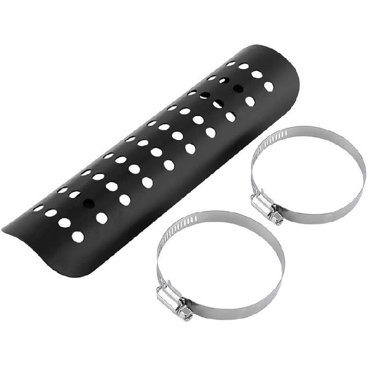 Motorcycle Heat Shield,Universal Metal Exhaust Heat,Exhaust Pipe Heat Shield Cover with Strap 2 Stainless Steel Clip(Black)