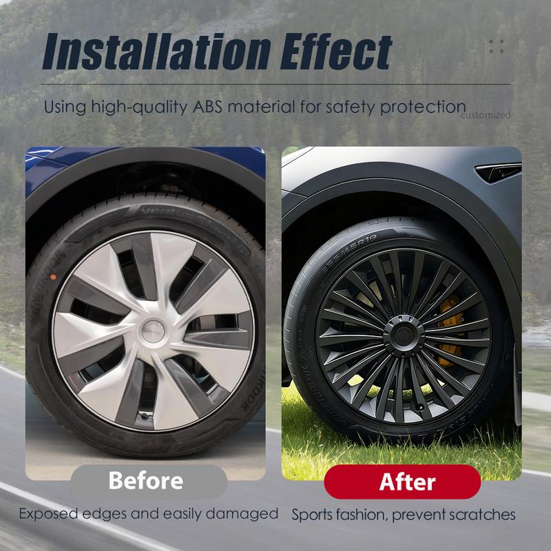 4PCS Hub Cap Performance Replacement Wheel Cap Automobile Full Rim Cover Accessories for Tesla Model Y 2018-2023 Hubcap 19 Inch