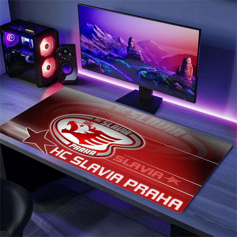 SK Slavia Praha Art Mouse Pad, Large Gaming Desk Mat, Non-slip XXL Mousepad for Laptop & Tablet, Mini PC Playmat with Stitched Edges