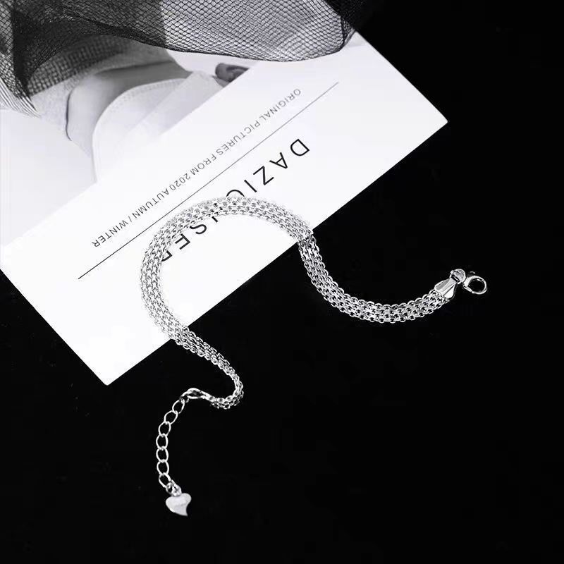 1PC hip-hop girlfriend chain is fashionable, cool and handsome, personalized and trendy, multi-layer lace woven round bead chain bracelet for women