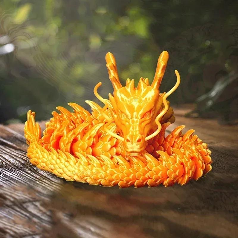 3Dprinting Resin Dragon Statue Moveable Body Joints Noctilucent Lucky Dragon Desktop Office Ornament Crafts Home Decoration Gift