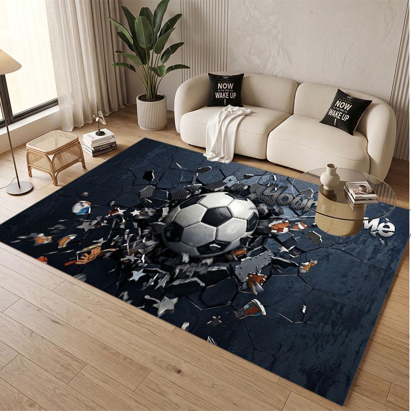 American Football Theme Soft Crystal Velvet Rug Custom Name & Text Print Non Slip Floor Rug for Bedroom Living Room