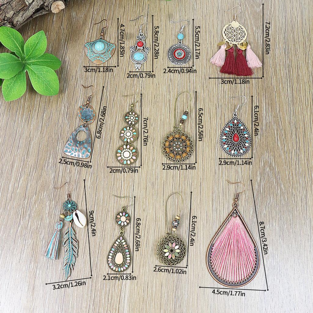 Women's Boho Colorful Earrings Combination Set Tassel/Shell/Turquoise Design Geometric Shape Big Water-drop Party Decors Gifts