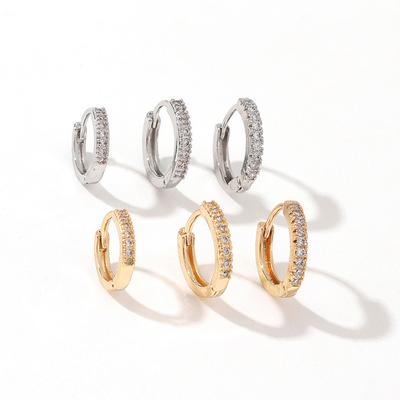 Round Diamond Earrings Ear Buckle Set Women's Simple Temperament Earrings Premium Ear Jewelry