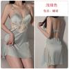 Women's Satin Lace Mesh Deep V Padded Sleep Dress with Tie Robe Lounge Set