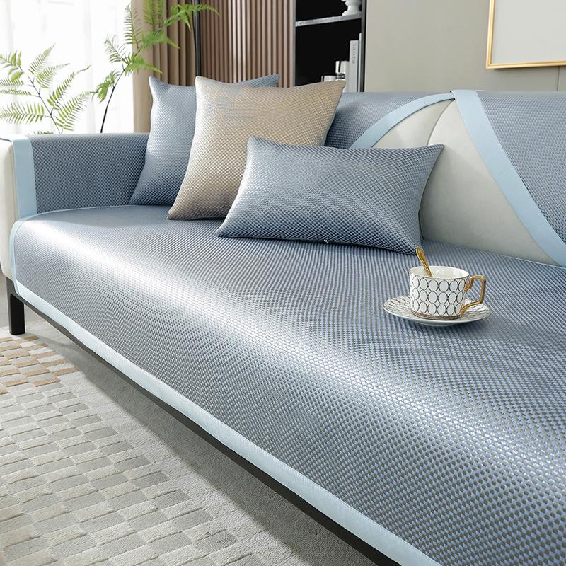 Summer Ice Silk Sofa Cushion Non-Slip Summer Mat Seat Cushion Four Seasons Universal Stain-Resistant Light Luxury Style Universal Sofa Cover