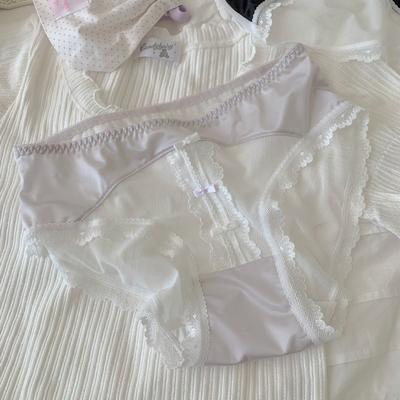 Plus Size Women's Summer Bow Mesh Comfortable Breathable Mid-low Waist Triangle Briefs