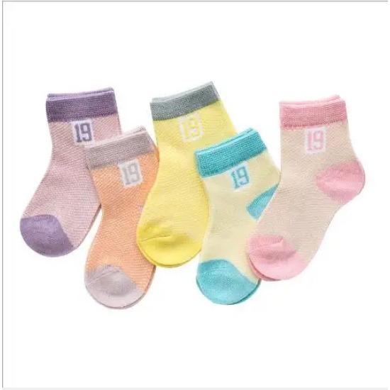 0-3Y 5 Pairs Pack newborn infant socks summer digital color matching baby socks