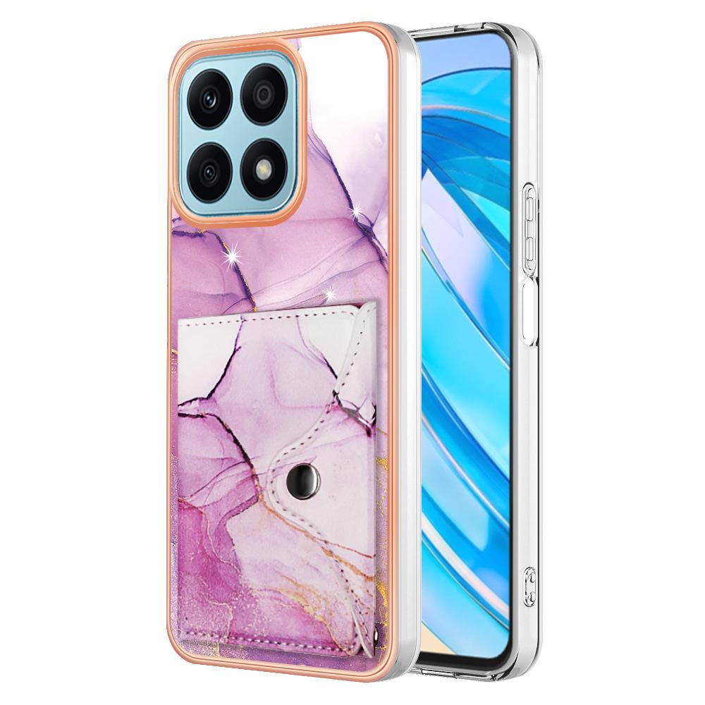 Applicable to Honor 90lite mobile phone case X6A electroplated marble pattern insert card bag Magic 5 Pro anti-drop