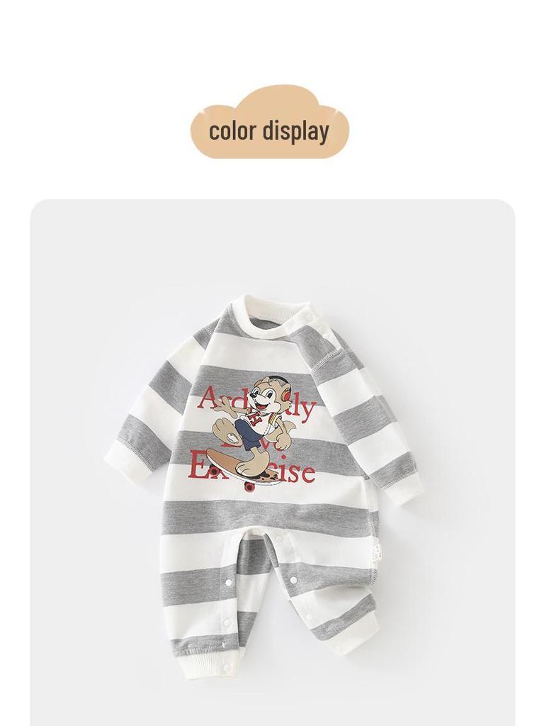 Striped Long Sleeve Baby Romper - Cartoon Spring/Autumn Newborn Outfit
