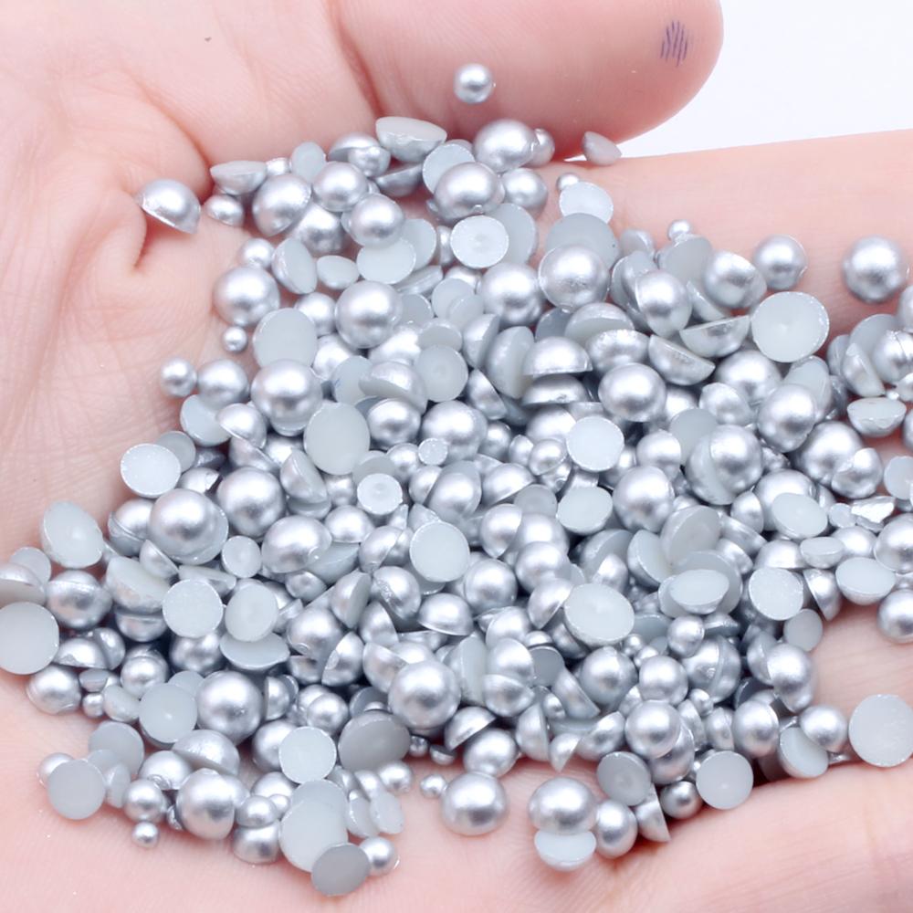 Resin Half Round Flatback Beads 2-6mm Mix Size Glue on Loose Rhinestones for Clothes Dresses DIY Crafts Scrapbook Decoration