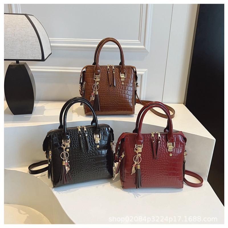 2025 New Fashionable Stone Pattern Large Capacity Solid Color Texture Single Shoulder Handheld Diagonal Cross Bag Tote Bag