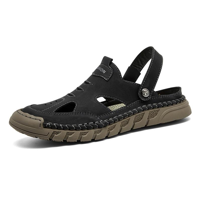 Summer Men's Sandals Quality Leather Non-Slip Men Slippers Outdoor Beach Sandals  Classic Water Trekking Men Roman Sandals