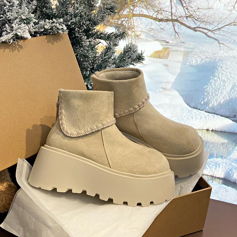 Women's plus size thickened fall and winter warm cold Martin boots ankle boots non-slip hiking cushioning sports cotton boots