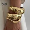 Gold Silver Bangle Bracelets Hiphop Wide Cuff Bangle Bracelet Irregular Wave Armband Jewelry for Women And Men