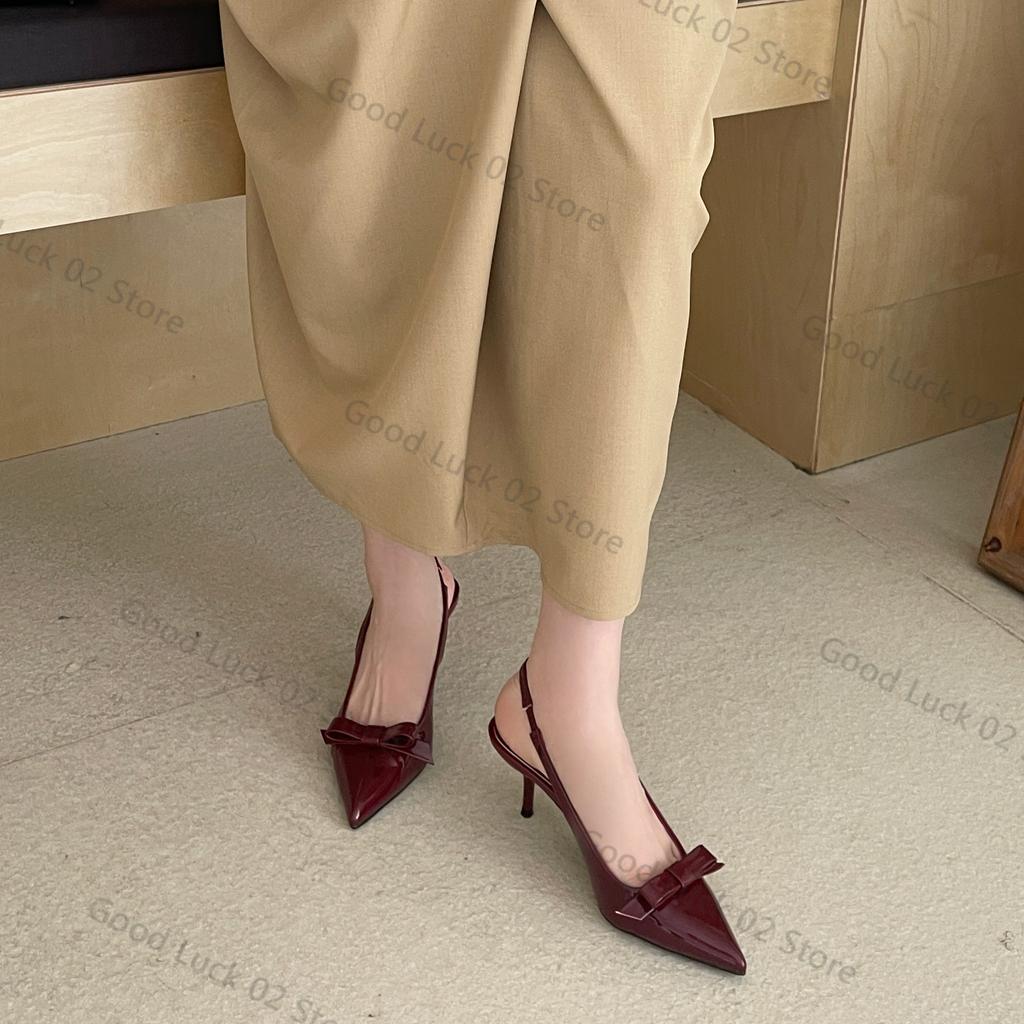 Fashion 2025 Sexy Ladies Pumps Fashion Pointed Toe Bow Patent Leather Summer Sandals Women Prom Party Shoes Plus Size 35-42