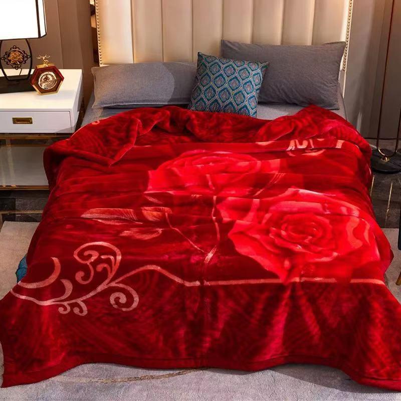 Double-Sided Fleece Raschel Blanket - Cozy Winter Wedding & Office Nap Gift