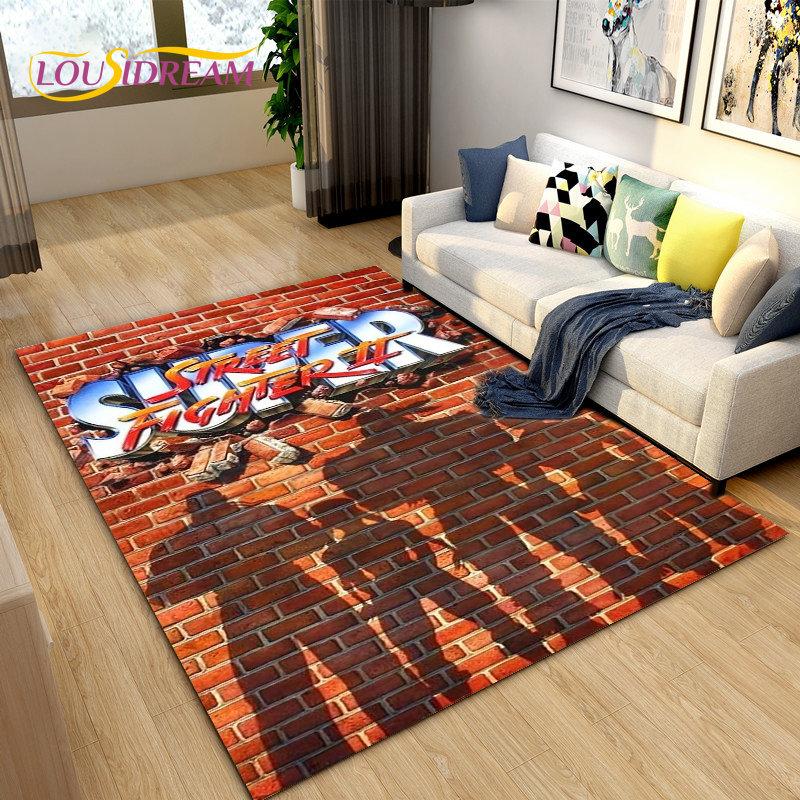 Street Fighter Retro Game Gamer Area Rug,Carpet Rug for Living Room Bedroom Sofa Doormat Decoration, Kid Play Non-slip Floor Mat