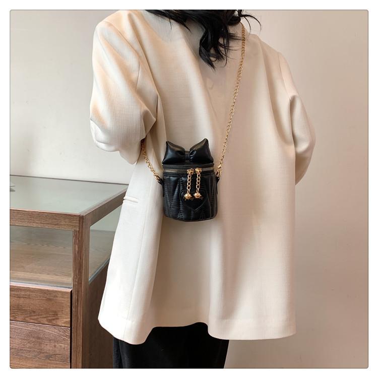 Cute Bowknot Quilted Bucket Bag 2026 New Fashion Chain Strap Crossbody Purse Korean Style Handbag for Women CLE