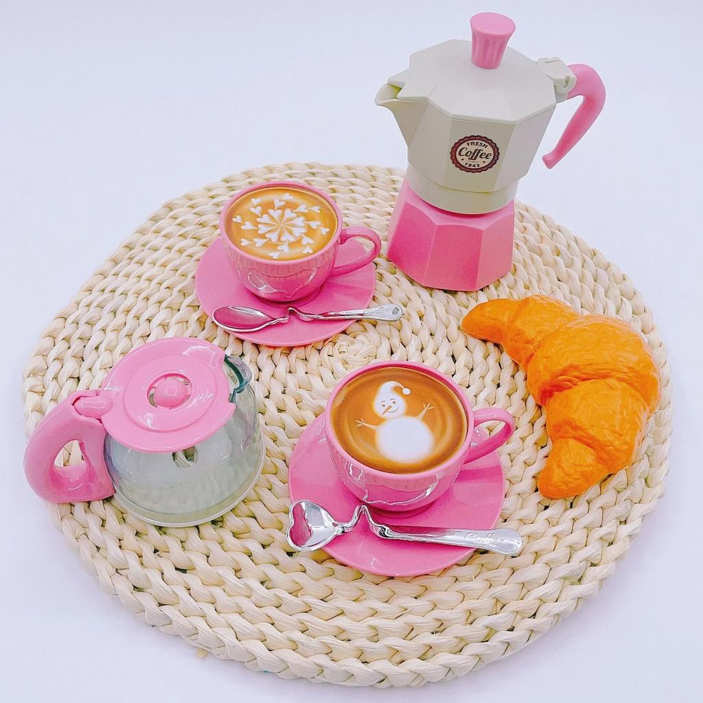 Kids Childrens Pretend Play Simulation Coffee Playset Tableware Play House/Outdoor Kitchen DIY Afternoon Tea Game Toy For Children Gift Present