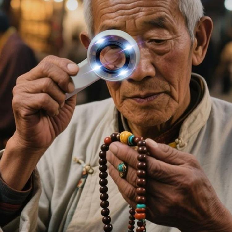 Practical Rechargeable Jewelry Magnifying Glass with High Power Lens and Light Functionality Handheld Loupe ABS Texture