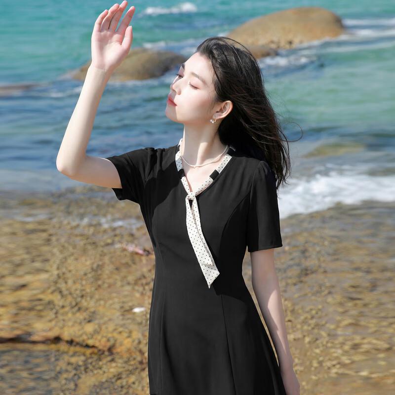 Sancai Plus Size V-Neck Puff Sleeve A-Line Midi Dress