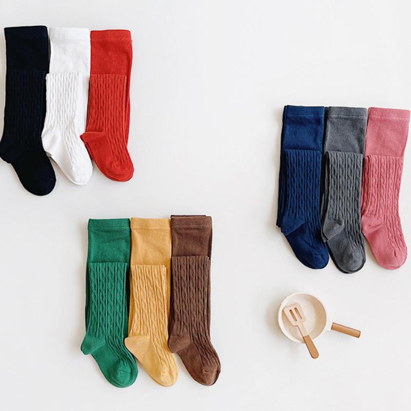 Kinderstrumpfhose Frühling und Herbst Neu Einfarbig Zopfmuster Mädchenleggings