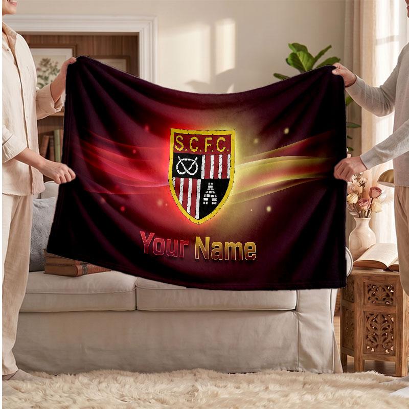 Coperta in Pile Personalizzata Sunderland FC con Logo Calcio, Testo Nome Personalizzato Morbida Calda Coperta da Divano per la Casa