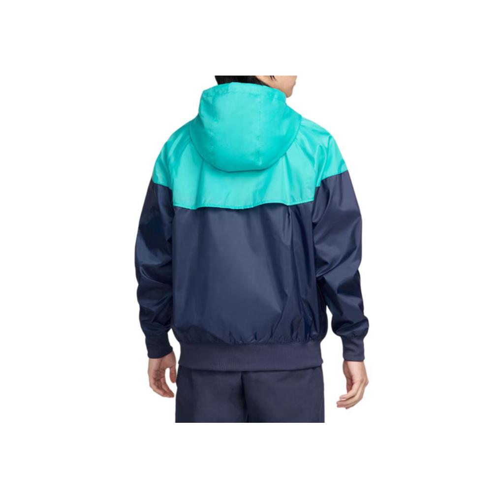 Nike Color Block Letter Print Hooded Zip-Up Loose Long Sleeve Jacket Men jackets Blue DA0002-411