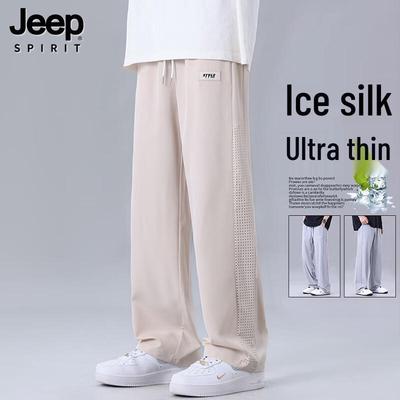 JEEP SPIRIT Men's Quick-Dry Mesh Straight Casual Pants