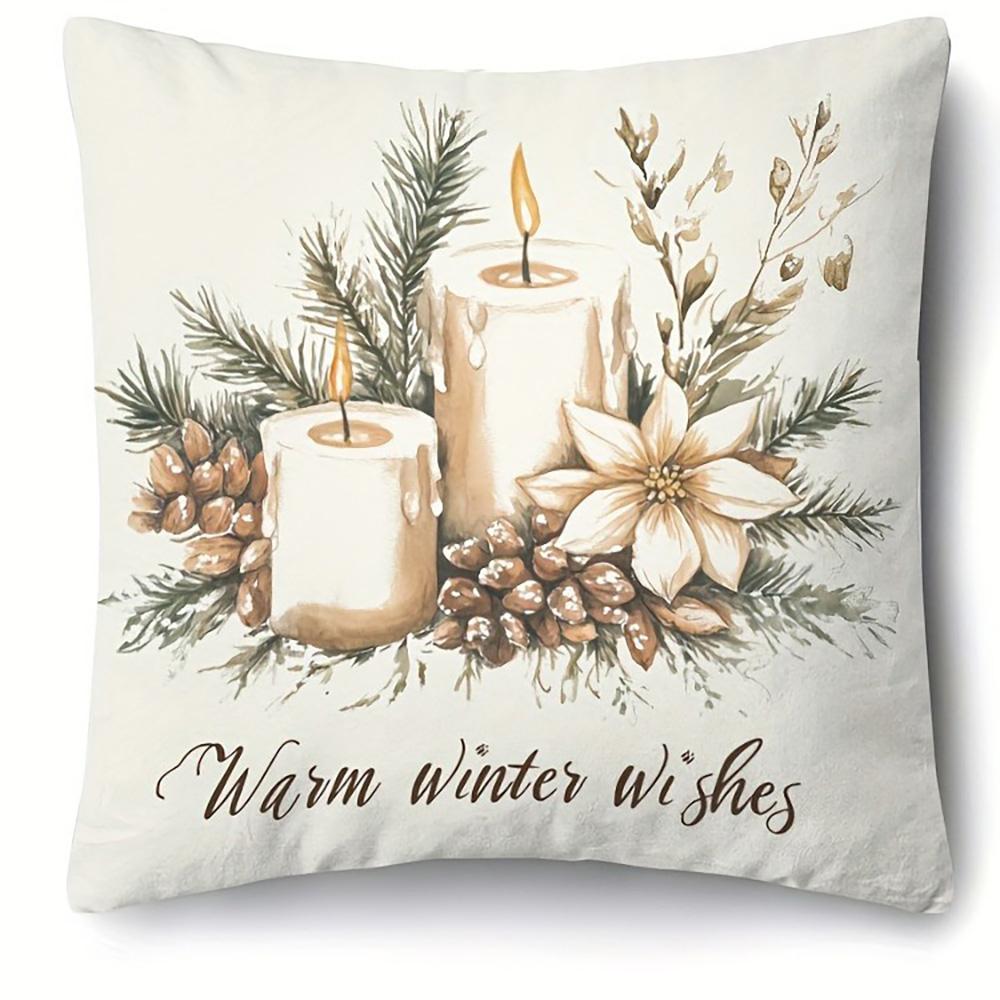 

Christmas-themed Pillowcases: Warm, Cozy, and Festive Designs - Let It Snow, Warm Winter Wishes home room decoration 16x16Inch