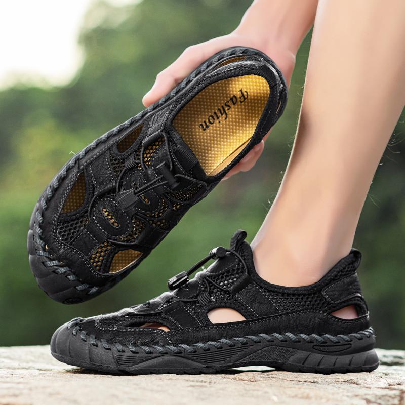38-48 Sommer Herren Sandalen Outdoor Mesh Strand Sandalen Freizeitschuhe Sneaker Herren Leder Sandalen