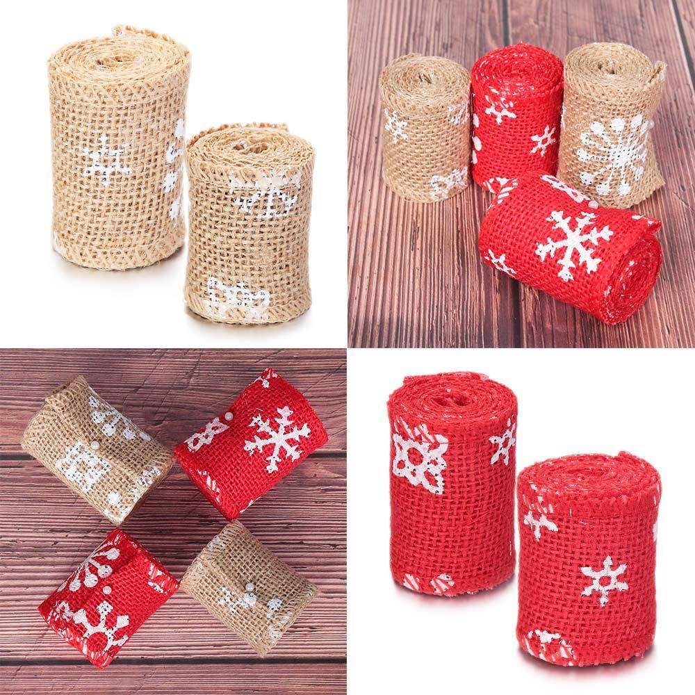 Craft Natural Snowflake Hessian Edge Merry Christmas Sisal Trim Snowflake Lace Ribbon Jute Burlap