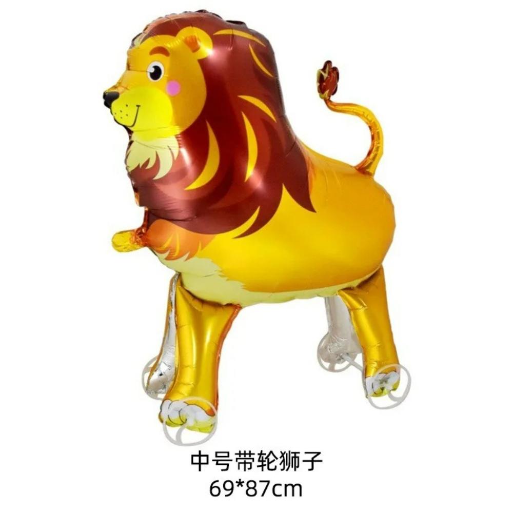 16pcs Cute Walking Animal Foil Balloons with Wheels Walking Wheels Elephants Dinosaurs Lions Rabbits Children's Toy Balloons
