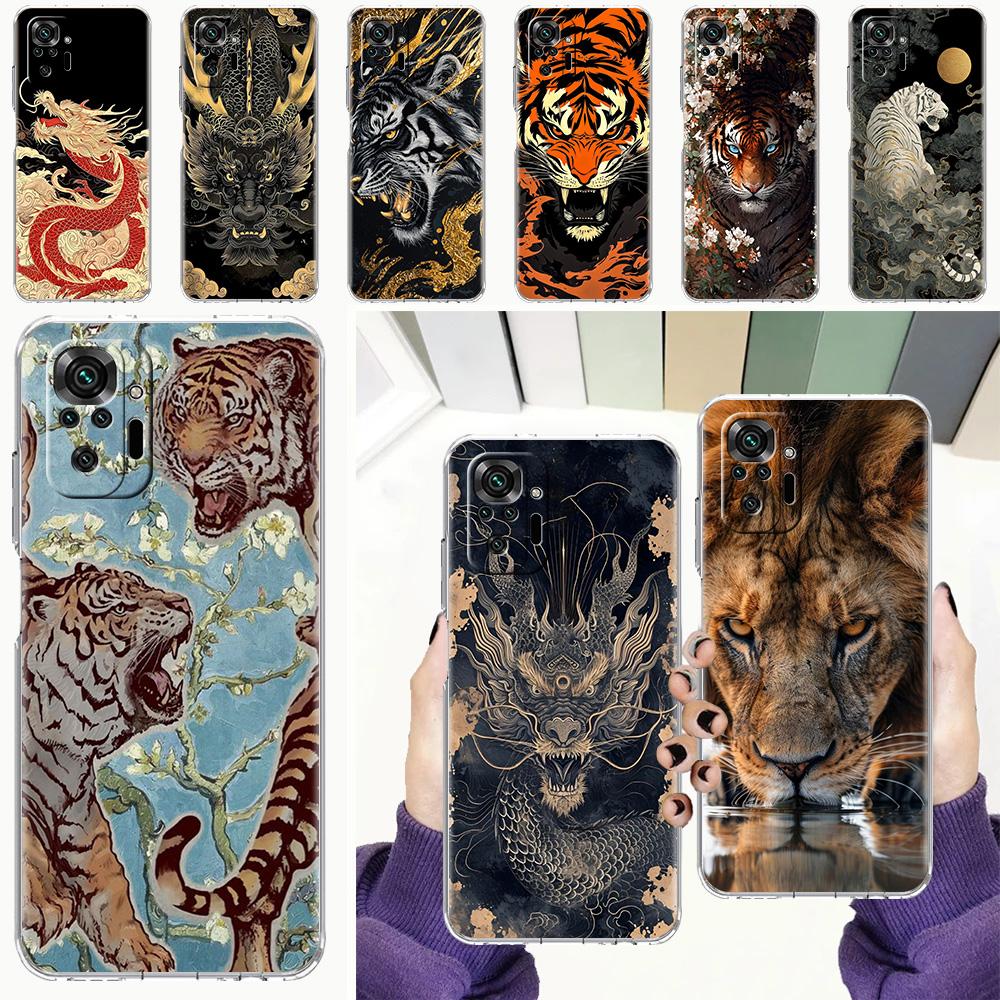 Phone Case For Xiaomi Redmi Note 15 14 5G 13 12 10 11 Pro Plus 4G 14C 13C 12C Soft TPU Cover Cool Animal Tiger Lion