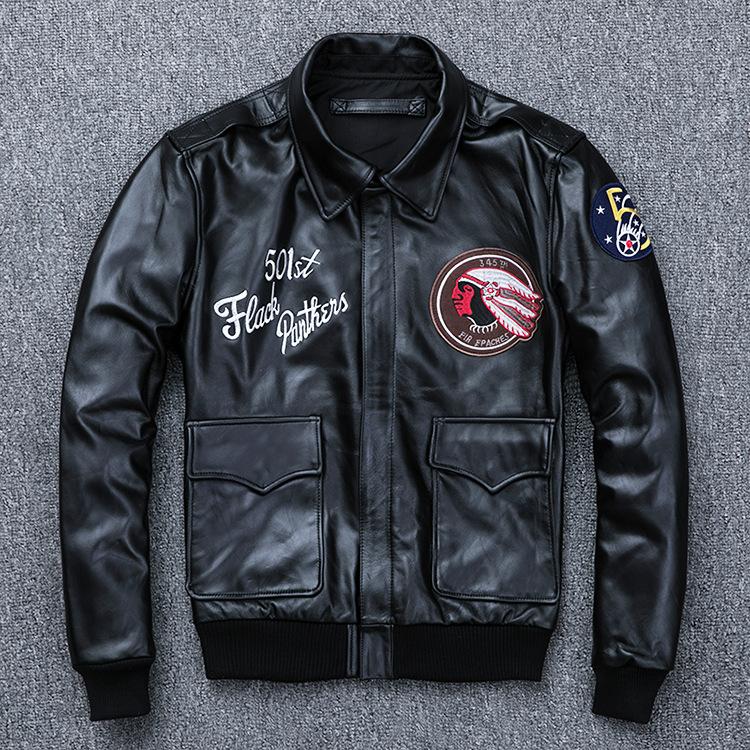 First Layer Cowhide Leather Genuine Leather Jacket Men's Short Youth Leather Jacket Air Force Flight Suit Motorcycle Suit