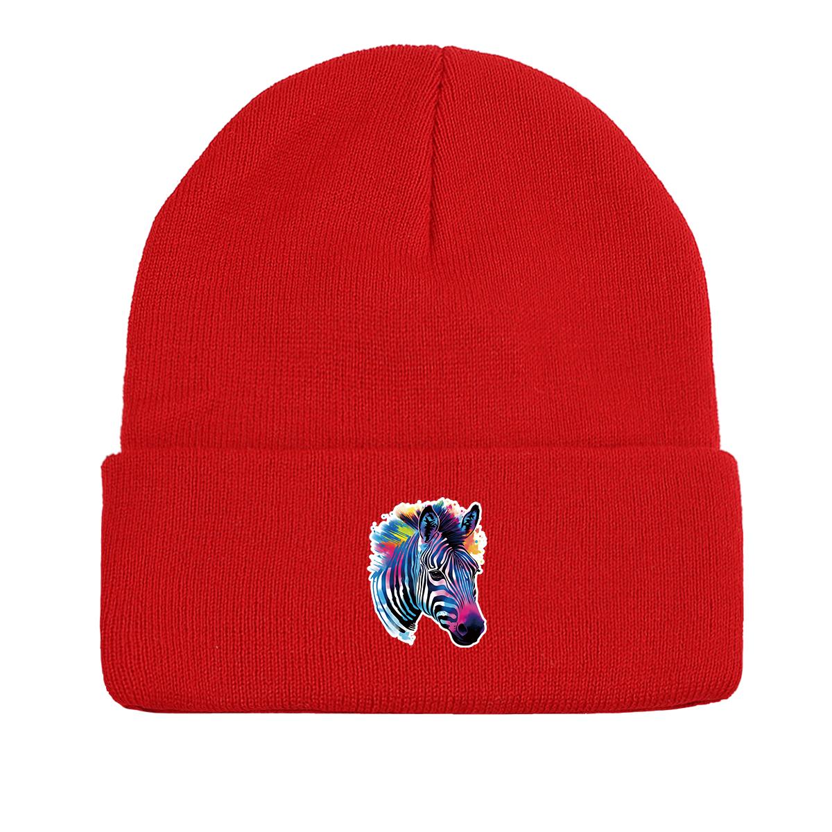 

Зебра Зимняя вязаная шапка Beanie, шапка с изображением черепа животного Мягкий ветрозащитный спортивный головной убор Вязаная шапка Beanie as the picture красный