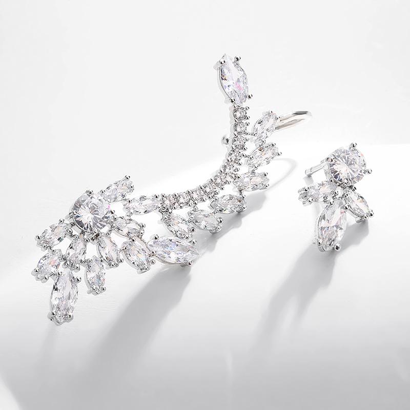 ZAKOL Shiny AAA Marquise Zircon Asymmetrical Earrings for Women Luxury Clear Crystal CZ Bridal Wedding Party Zircon