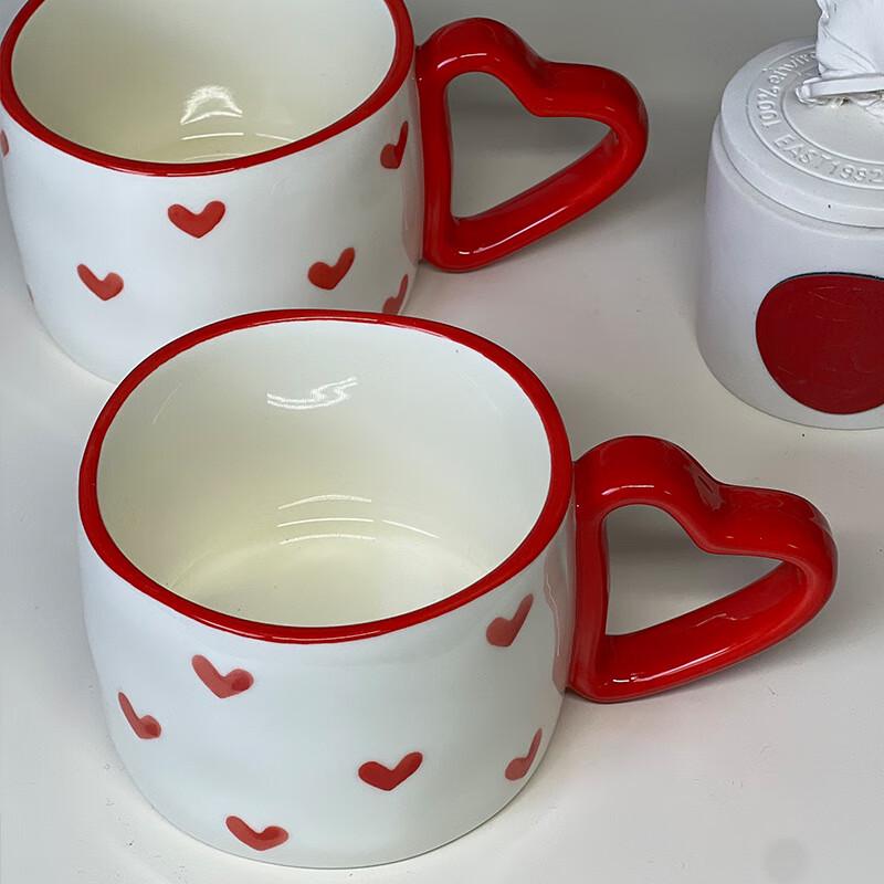 Shangqi Hand-Painted Red Heart Ceramic Mug