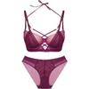 Set reggiseno push-up sexy cavo Set classico con fasciatura regolabile con cinturino alla caviglia Set intimo donna moda reggiseno in pizzo nero tentazione