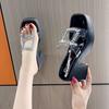 Coole Hausschuhe Damen Oberbekleidung 2025 Sommer neue Mode Ein-Wort-Slipper Strass Halbschuhe vielseitige Plateau High Heels Hausschuhe