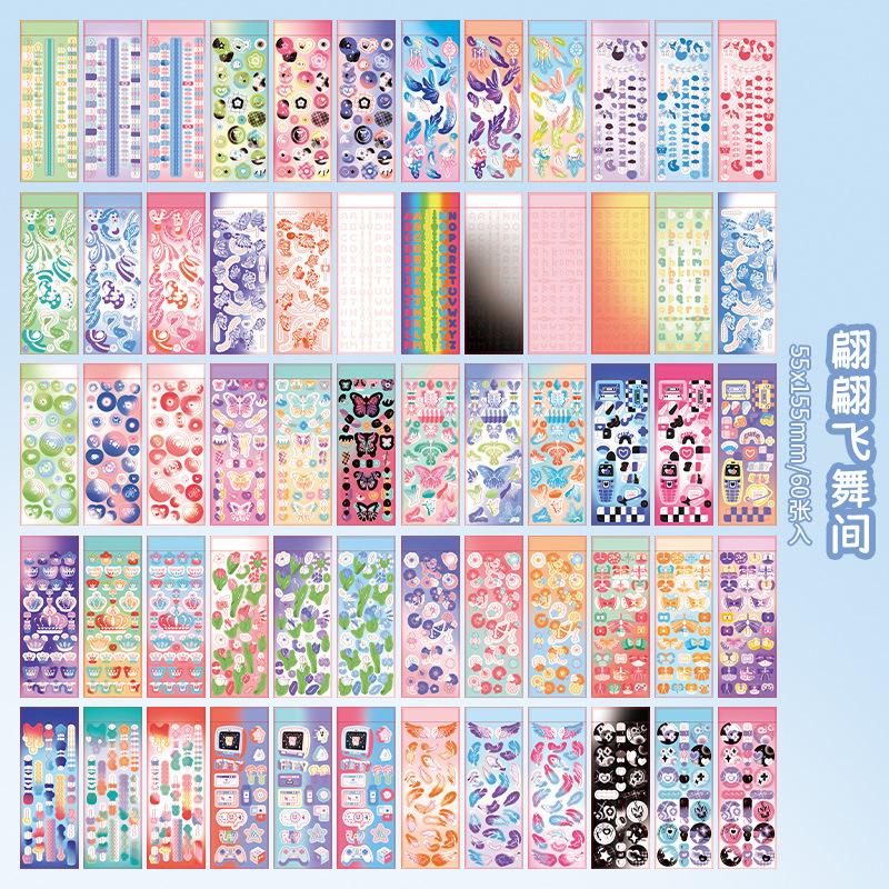 

60 pcs Guka sticker book INS heart checkered pattern phone case planner sticker handmade Craft Supplies