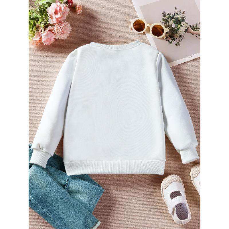 Kids Sweatshirt Valentine's Day Girls' Autumn/Winter Fashion -Lined Sweatshirt "LOVE YOU" with Smiling Face Cartoon Print Wearing a Heart Hat