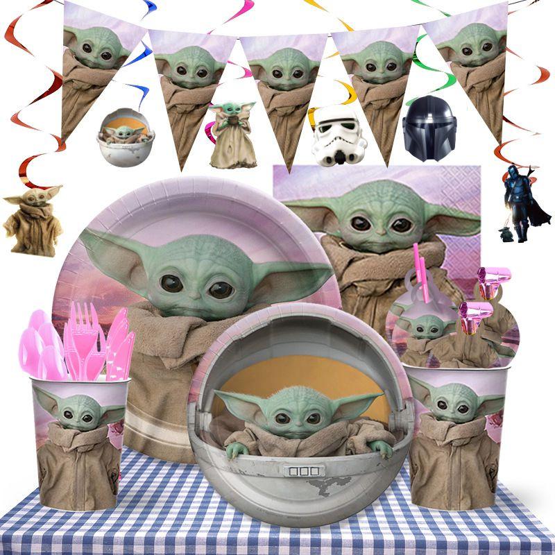 Decoración Suministro Fiesta Cumpleaños Tema Yoda Niños Con Platos Vasos Pancarta Globos**