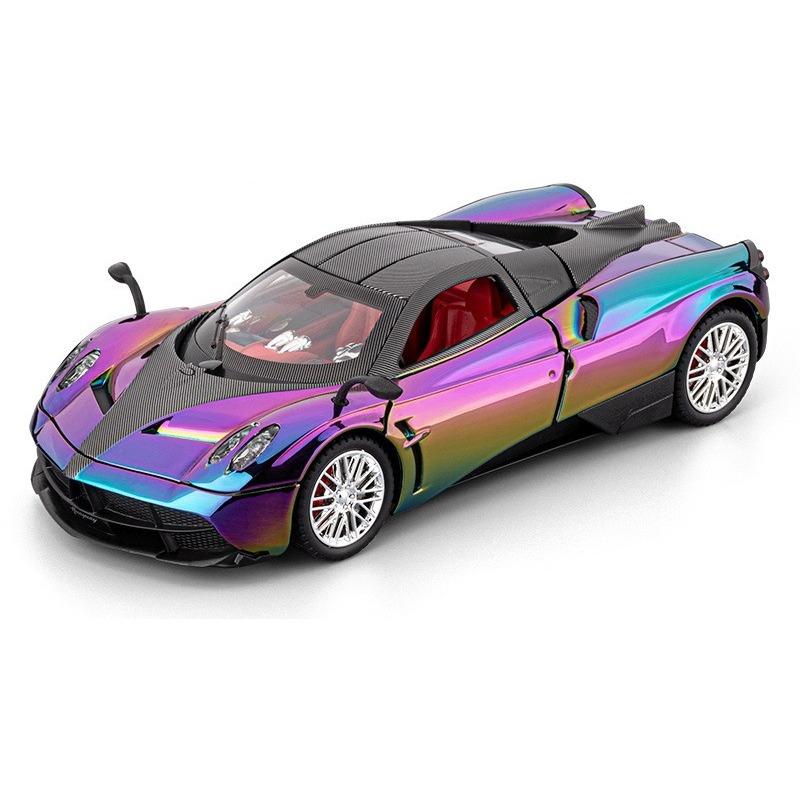 

1/24 Pagani Huayra Dinastia Сплав Гальваническое покрытие Модель спортивного автомобиля Металлическая литая гоночная машина Модель транспортных средств Звук Свет Подарки для детей фиолетовый