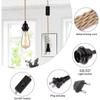 Vintage Pendant Lights 4.5m Hemp Rope Suspension Lamp E26 E27 Socket Hanging Light with Switch for Indoor Lighting