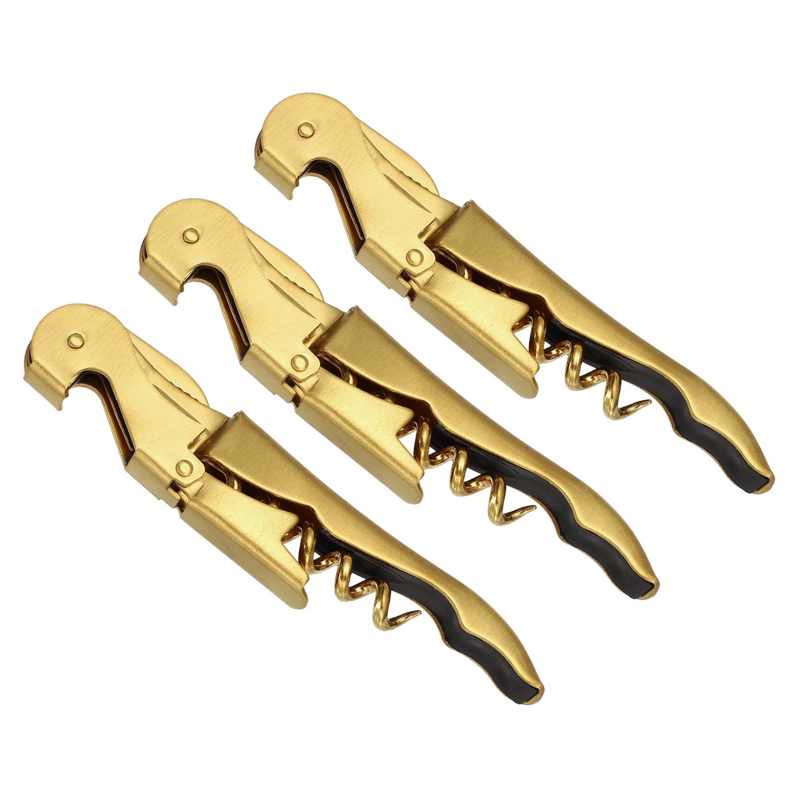 1/3Pcs Professional Waiters Corkscrew Stainless Steel Wine Key with Ergonomic Wood Grip Beer Bottle Opener and Foil Cutter