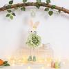 Easter Bunny Decor Cute Rabbit With Flower Hanging Ornaments For Tabletop Mantel Holiday Home Party Table Decorations Gift