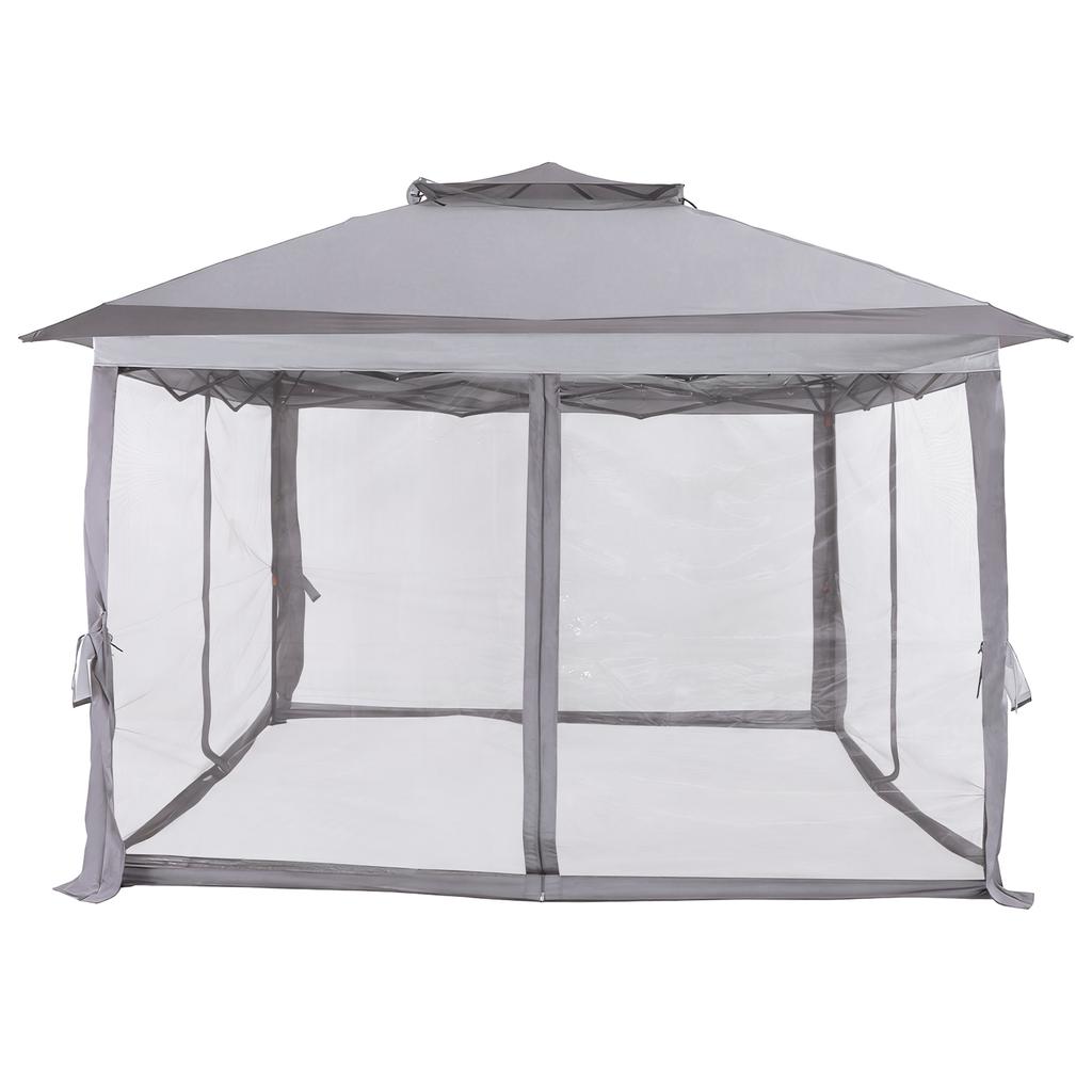 10x10ft Large Shade Tents with Metal Frame & Stakes & Mosquito Nets Permanent Four Corner Tent for Outdoor Camping/Lawn/Backyard